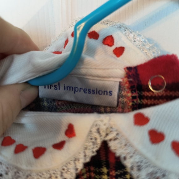 First Impressions Velour Christmas Print/Plaid size 3/6 M - Picture 7 of 8